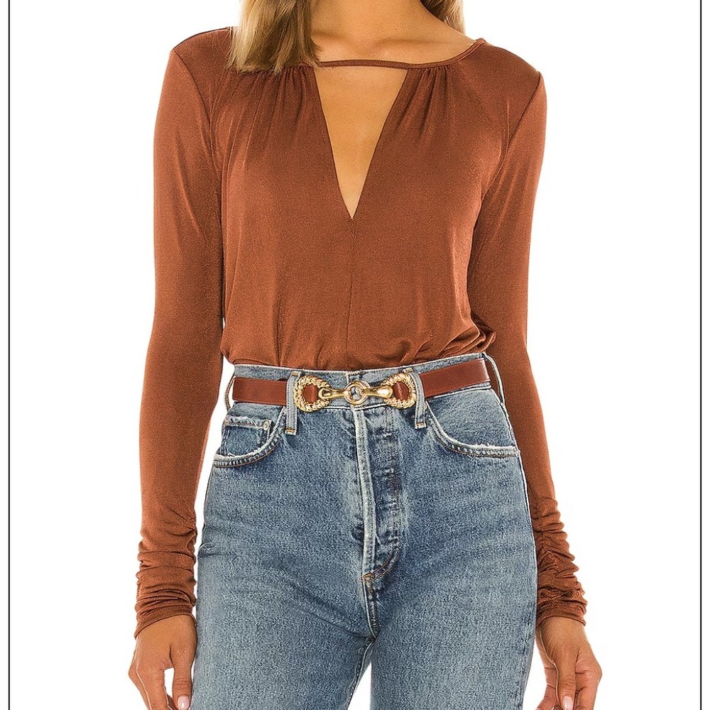 NWOT Intimately Free People Kaya Slinky Keyhole Bodysuit Size XL‎ Copper Orange